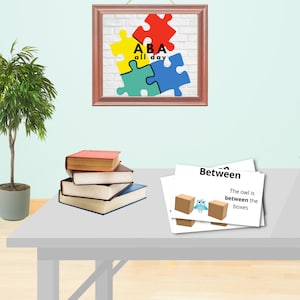 Preposition flash cards, flash cards, learn prepositions, teach prepositions, ABA, Applied Behavior Analysis flash cards, Behaviorism