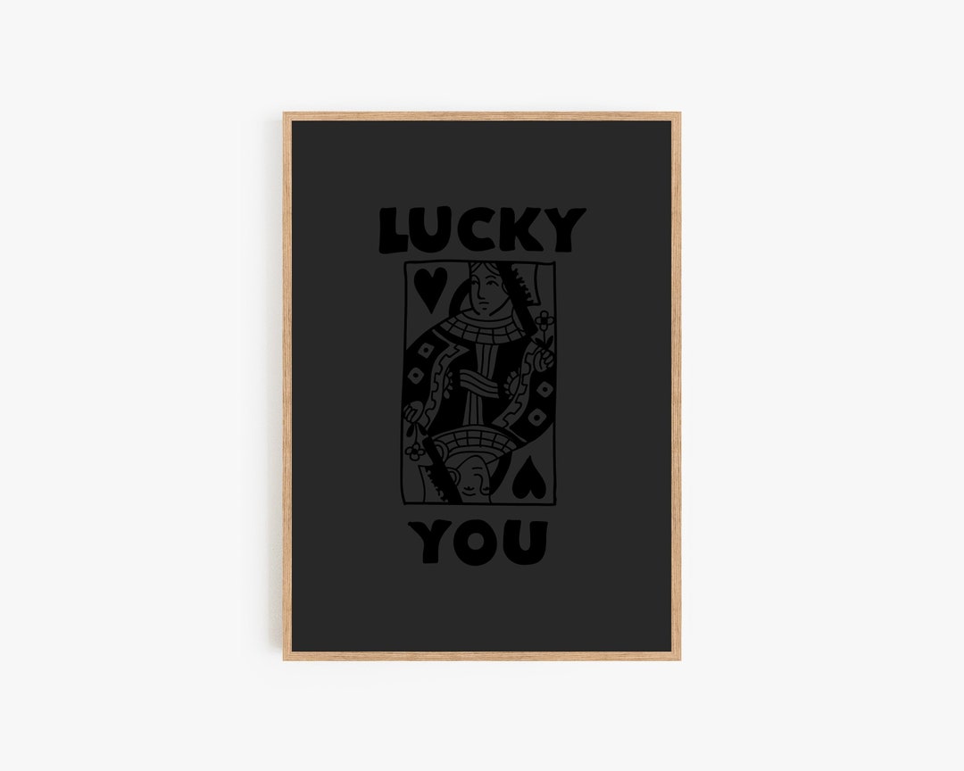 Charcoal &amp; Black Lucky You Printable Queen of Hearts - Etsy