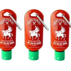 Sriracha Mini Hot Sauce Keychain Bottle 3-Pack, 1.7oz (Sauce Not Included)