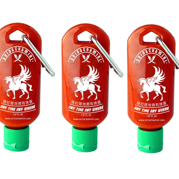 Sriracha Mini Hot Sauce Keychain Bottle 3-Pack, 1.7oz (Sauce Not Included)