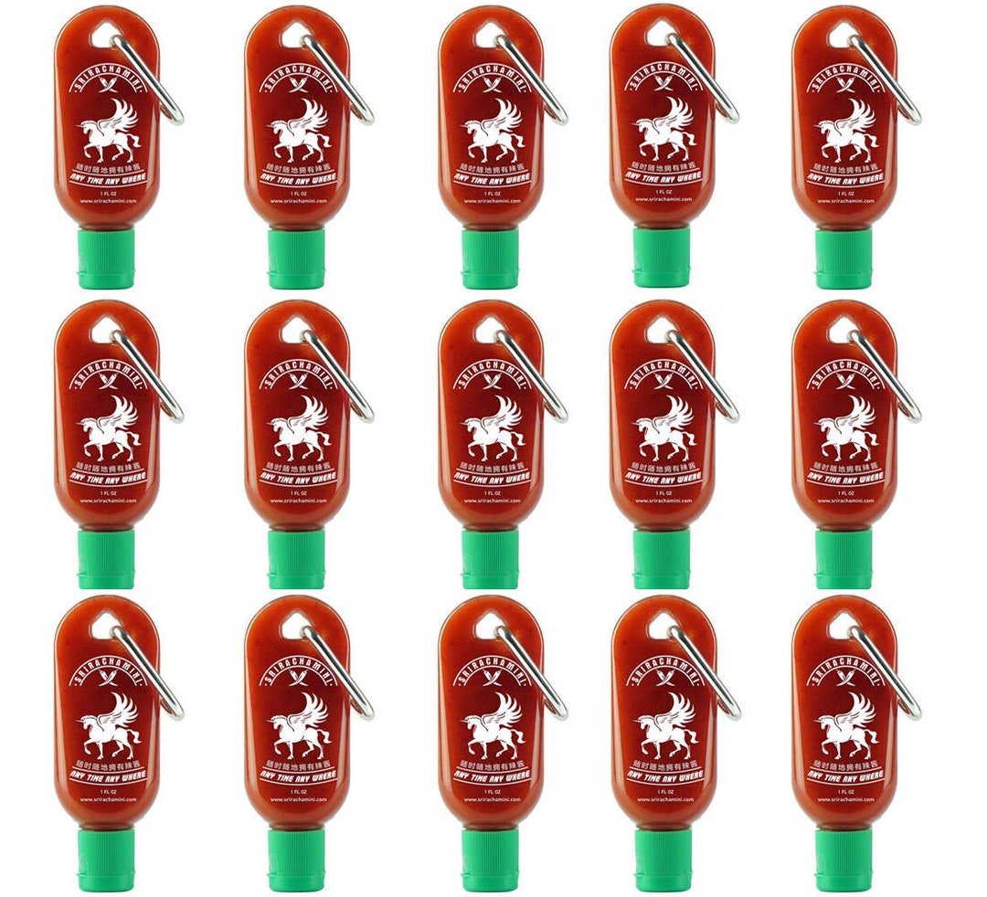 Sriracha Mini Hot Sauce Keychain Bottle 15pack, 1oz sauce Not Included