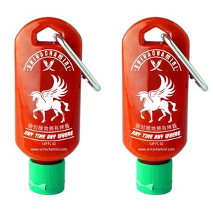 Sriracha Mini Hot Sauce Keychain Bottle 2-Pack, 1.7oz (Sauce Not Included)