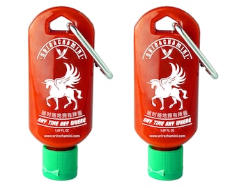 Sriracha Mini Hot Sauce Keychain Bottle 2-Pack, 1.7oz (Sauce Not Included)