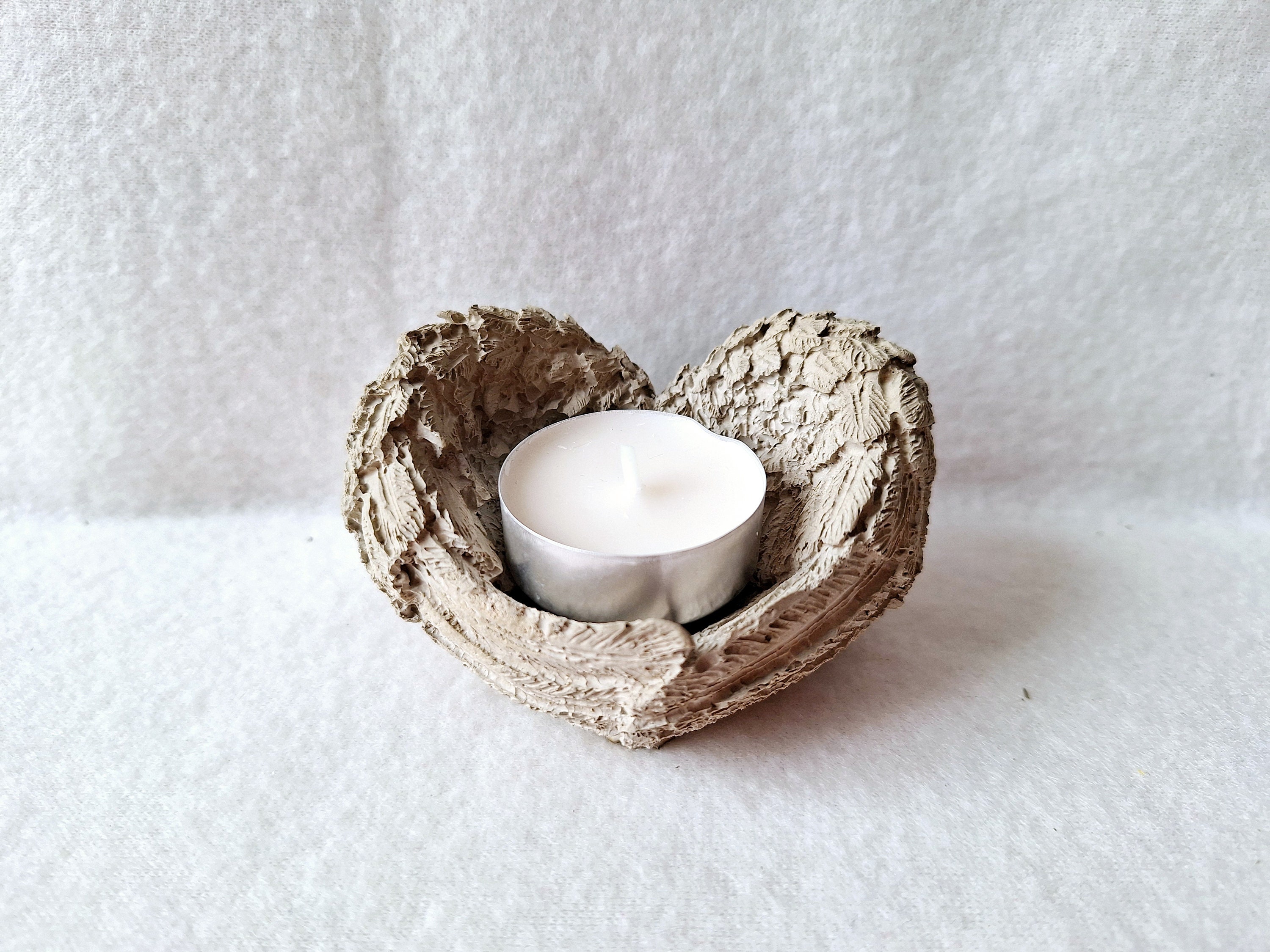 Concrete candle holder angel wings, tealight holder for outdoors, grave decoration