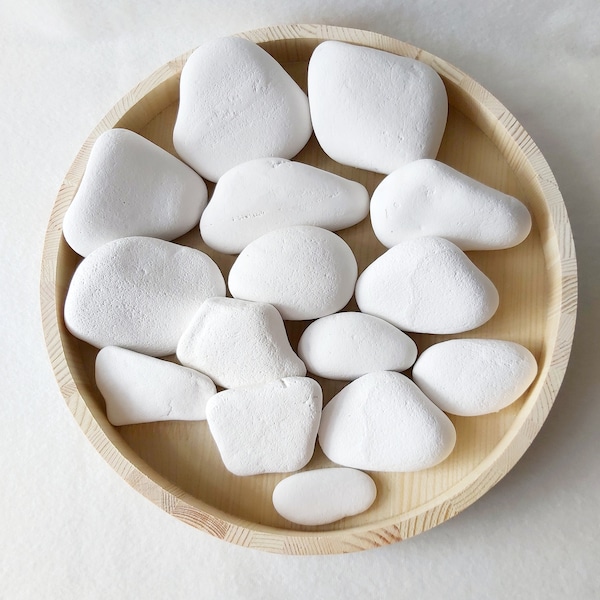 Keramik Steine zum Bemalen, Dekosteine Set weiß,flache Steine,Handschmeichler