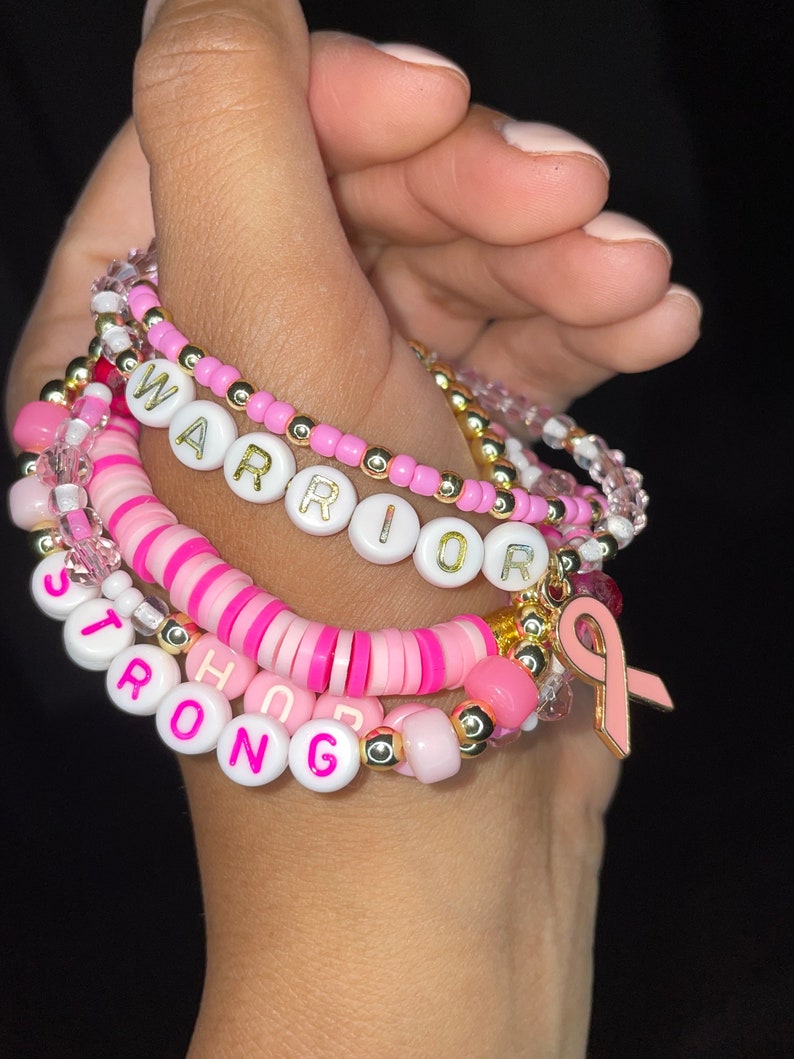 Breast cancer awareness bracelets handmade breast cancer etsy