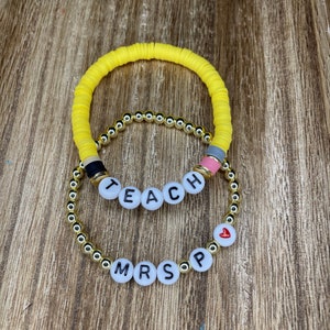 Teacher bracelets, personalized teacher bracelets, personalized name bracelets, Teacher appreciation  gift bracelets