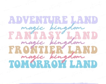 Magic Kingdom lands svg - Camisa de viaje familiar - Camisa WDW - SVG mágico - pdf - png