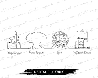 4 Magical Parks png - Hollywood Studios - Magic Kingdom - pdf - png - sublimation - DTF