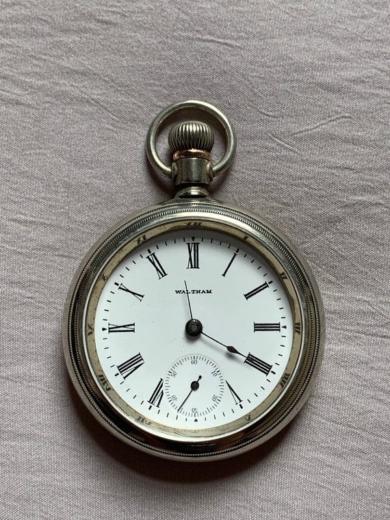 1903 Working Silver Waltham Pocket Watch with Chai