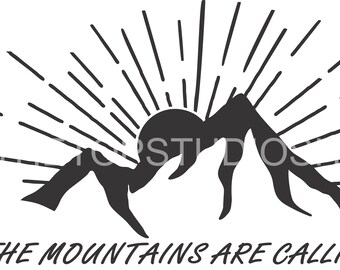 Bergen roepen, reizen, SVG, PNG, Cricut-ontwerp, silhouet