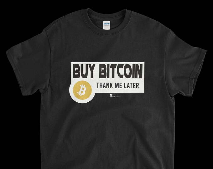 Cryptocurrency Crypto Bitcoin BTC Black T-Shirt. Unisex Heavy Cotton Tee UPC397