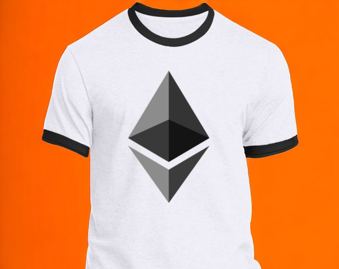 Ethereum (ETH) Crypto Cryptocurrency Altcoin HODL White/Black T-Shirt.