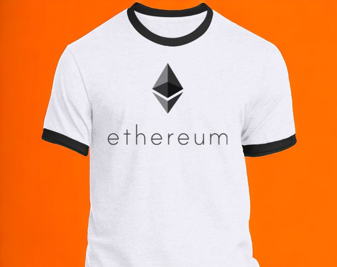 Ethereum (ETH) Crypto Cryptocurrency Altcoin HODL White/Black T-Shirt.