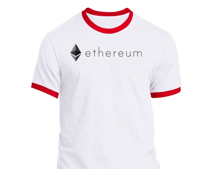 Ethereum (ETH) Crypto Cryptocurrency Altcoin HODL White/Red T-Shirt Unisex UPC03