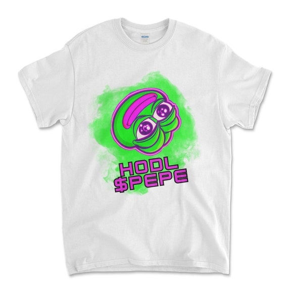 Crypto PEPE COIN White Color T-Shirt. Unisex Heavy Cotton Tee UPC224