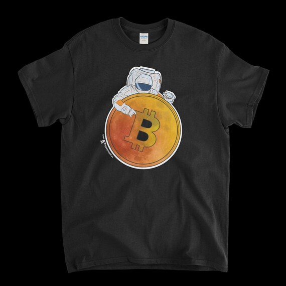 Cryptocurrency Crypto Bitcoin BTC Black T-Shirt. Unisex Heavy Cotton Tee UPC354