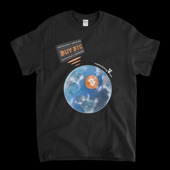Cryptocurrency Crypto Bitcoin BTC Black T-Shirt. Unisex Heavy Cotton Tee UPC290