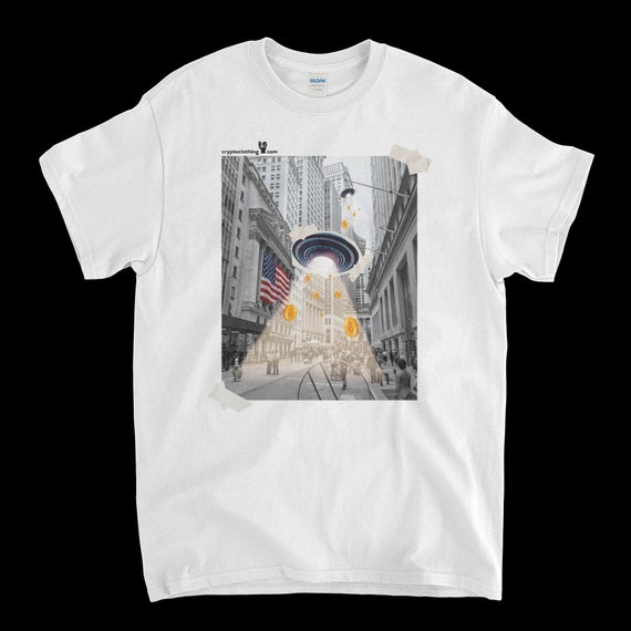 Cryptocurrency Crypto Bitcoin BTC White T-Shirt. Unisex Heavy Cotton Tee UPC301