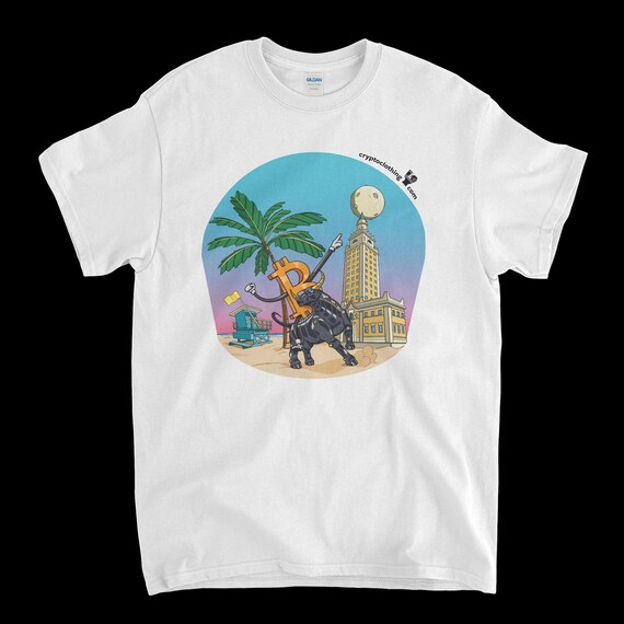 Cryptocurrency Crypto Bitcoin BTC White T-Shirt. Unisex Heavy Cotton Tee UPC310