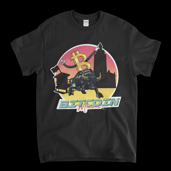 Cryptocurrency Crypto Bitcoin BTC Black T-Shirt. Unisex Heavy Cotton Tee UPC458
