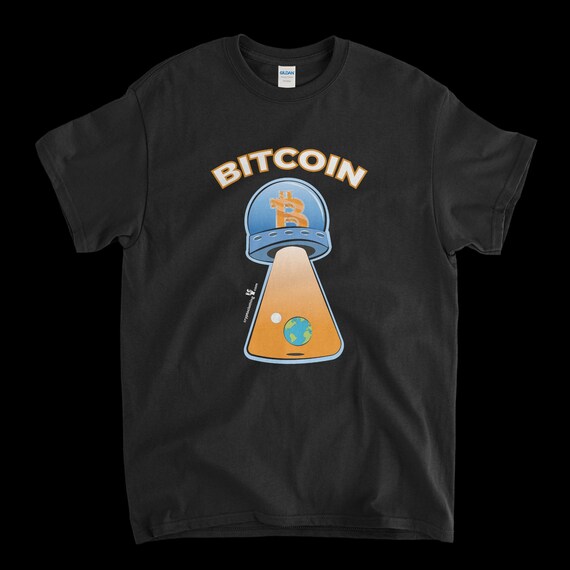 Cryptocurrency Crypto Bitcoin BTC Black T-Shirt. Unisex Heavy Cotton Tee UPC333
