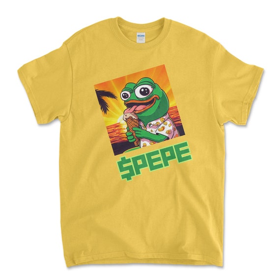 Crypto PEPE COIN Daisy Color T-Shirt. Unisex Heavy Cotton Tee UPC260
