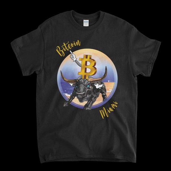 Cryptocurrency Crypto Bitcoin BTC Black T-Shirt. Unisex Heavy Cotton Tee UPC399