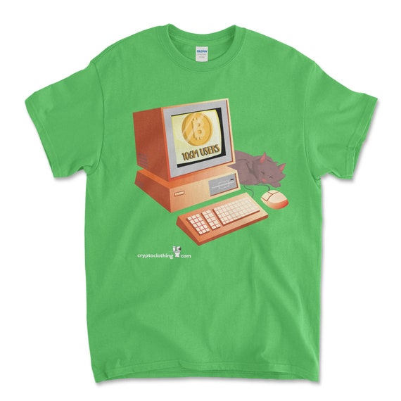 Cryptocurrency Crypto Bitcoin BTC Electric Green T-Shirt. Unisex Heavy Cotton Tee UPC608