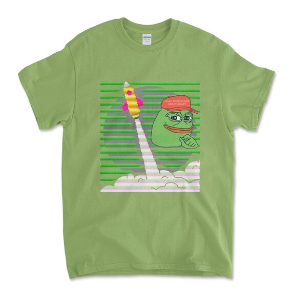 Crypto PEPE COIN Kiwi Color T-Shirt. Unisex Heavy Cotton Tee UPC237