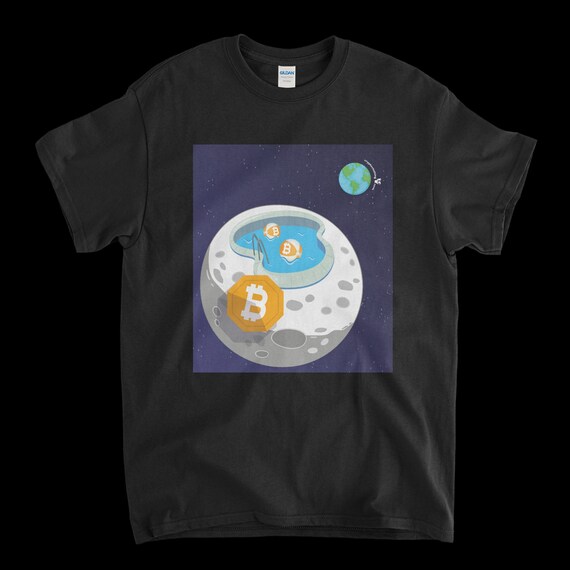 Cryptocurrency Crypto Bitcoin BTC Black T-Shirt. Unisex Heavy Cotton Tee UPC348