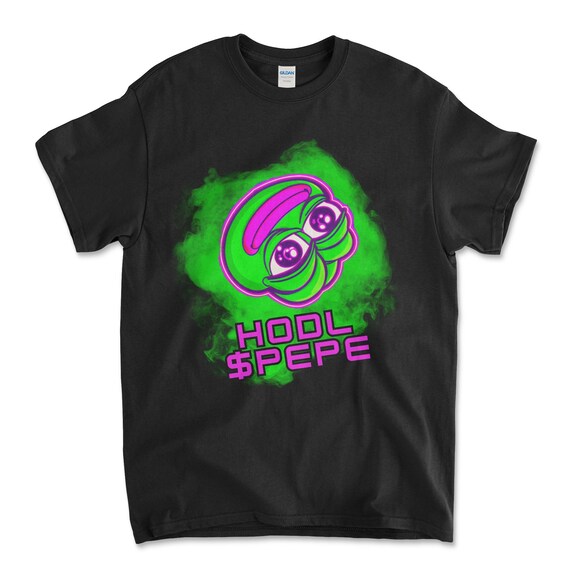 Crypto PEPE COIN Black Color T-Shirt. Unisex Heavy Cotton Tee UPC223