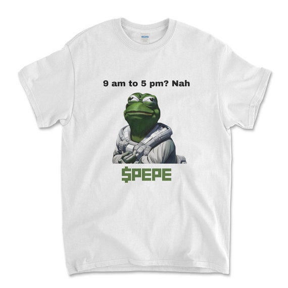 Crypto PEPE COIN White Color T-Shirt. Unisex Heavy Cotton Tee UPC242