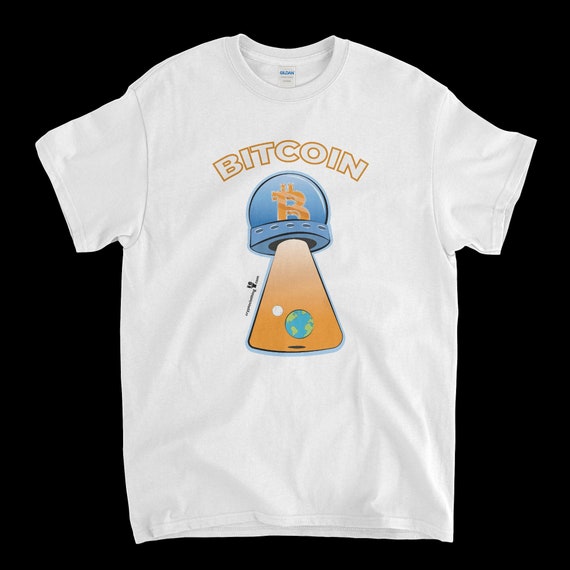 Cryptocurrency Crypto Bitcoin BTC White T-Shirt. Unisex Heavy Cotton Tee UPC334