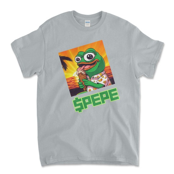 Crypto PEPE COIN Sport Grey Color T-Shirt. Unisex Heavy Cotton Tee UPC268