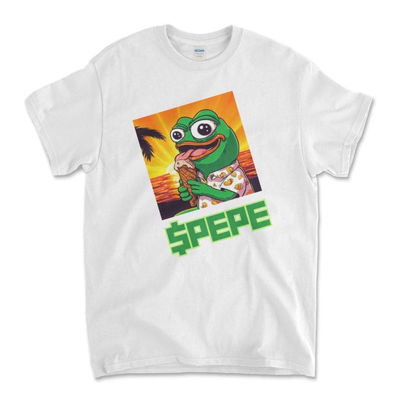 Crypto PEPE COIN White Color T-Shirt. Unisex Heavy Cotton Tee UPC267
