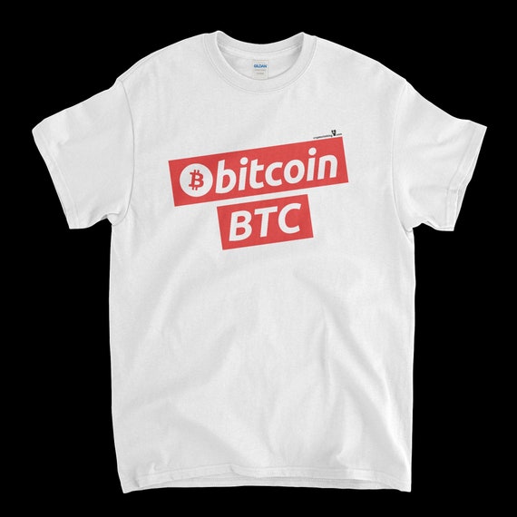 Cryptocurrency Crypto Bitcoin BTC White T-Shirt. Unisex Heavy Cotton Tee UPC353