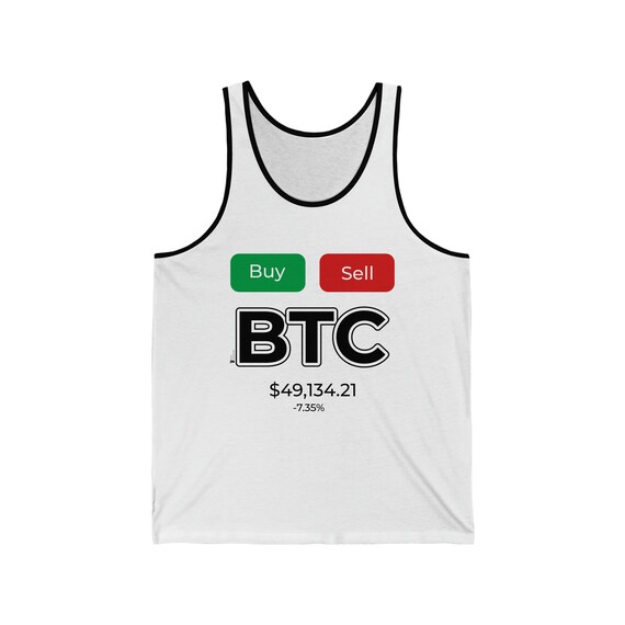 Cryptocurrency Crypto Bitcoin BTC White with Black Line TANK TOP. Unisex Tank Top UPC00001