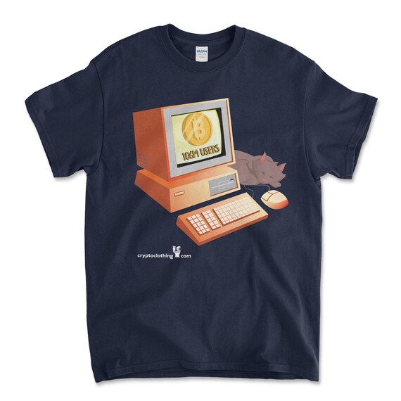 Cryptocurrency Crypto Bitcoin BTC Navy T-Shirt. Unisex Heavy Cotton Tee UPC605