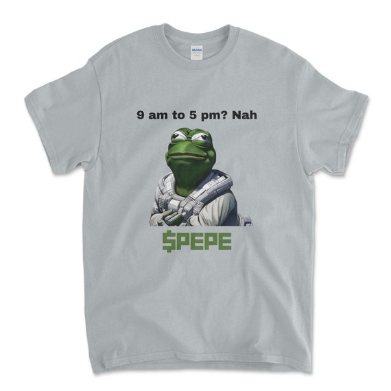 Crypto PEPE COIN Sport Grey Color T-Shirt. Unisex Heavy Cotton Tee UPC249