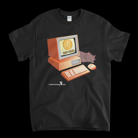 Cryptocurrency Crypto Bitcoin BTC Black T-Shirt. Unisex Heavy Cotton Tee UPC330
