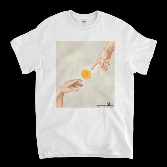 Cryptocurrency Crypto Bitcoin BTC White T-Shirt. Unisex Heavy Cotton Tee UPC322