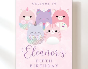 Customizable Squishmallows Birthday Party Welcome Sign, Digital Download, Printable Poster, Squishmallows Birthday Theme Welcome Sign