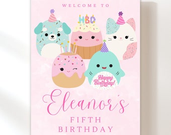 Customizable Squishmallows Birthday Party Welcome Sign, Digital Download, Printable Poster, Squishmallows Birthday Theme Welcome Sign