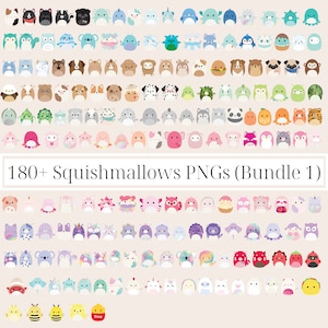 Más de 180 imágenes prediseñadas de Squishmallows PNG con fondo transparente, descarga instantánea, fiestas de Squishmallows, cumpleaños de Squishmallows
