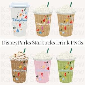 DisneyParks Starbucks Drink PNG Clipart Images with Transparent Backgrounds, INSTANT Download, WDW Main Street Starbucks Coffee PNGs
