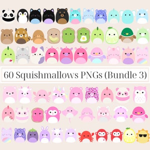 60 Squishmallows PNG Clipart Images with Transparent Backgrounds, INSTANT Download, Squishmallows Birthday Parties, Avery Duck, Sinclair