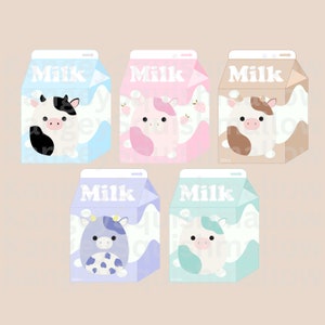 Squishmallows koemelkpak PNG-afbeeldingen met transparante achtergrond, INSTANT Download, kawaii melkpak, aardbeimelkpak