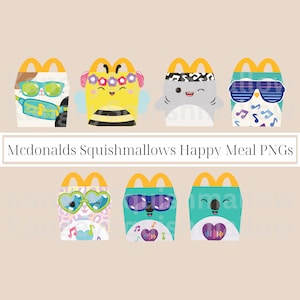 7 Mcdonalds Squishmallows Happy Meal PNG Clipart Images with Transparent Backgrounds, INSTANT Download, Squishmallows Happy Meals Clipart