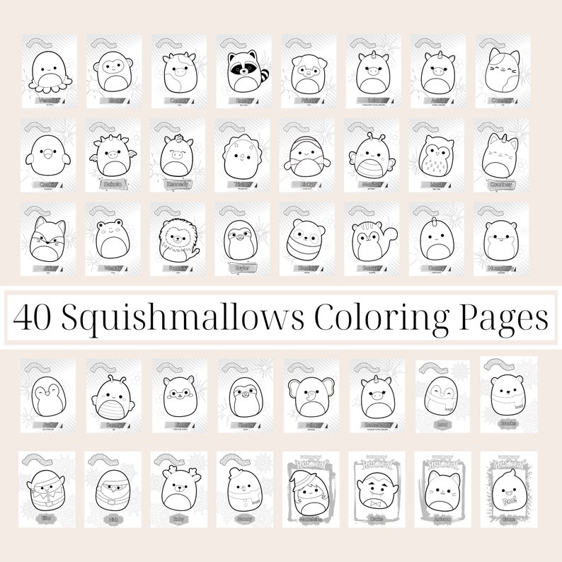 40 Squishmallows Coloring Pages PDF INSTANT Download - Etsy